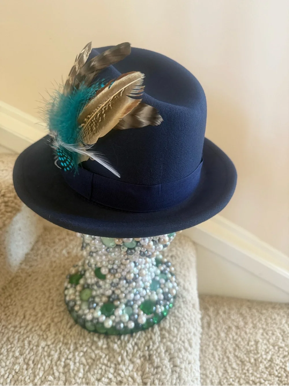 Women’s Navy Fedora Hat - Classic Felt Trilby
